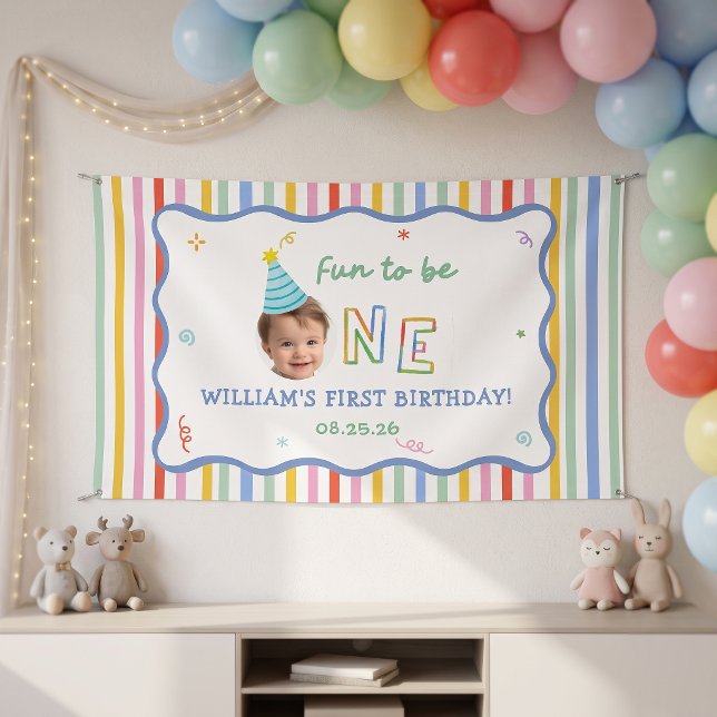 Bunte lustige gestreifte Geburtstagsfeier  Banner (Von Creator hochgeladen)
