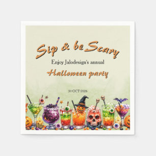 Bunte lustige gruselige Cocktails Halloween-Party Serviette
