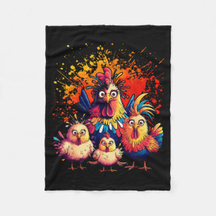 Bunte lustige Hühnerkunst Fleecedecke