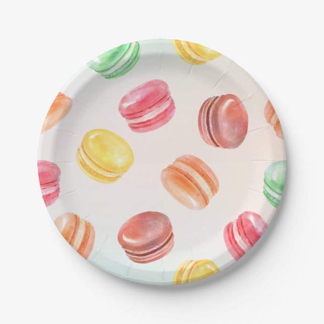 Bunte Macarons-Papierplatte Pappteller (Vorderseite)