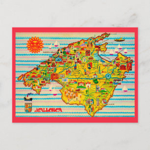 Bunte Mallorca Spanien Karte Postkarte