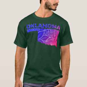 Bunte Mandala-Kunstkarte von Oklahoma mit Text in  T-Shirt