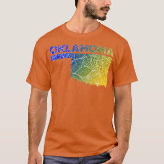 Bunte Mandala-Kunstkarte von Oklahoma mit Text in  T-Shirt