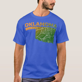 Bunte Mandala-Kunstkarte von Oklahoma mit Text in  T-Shirt