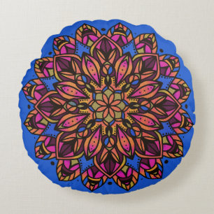 Bunte Mandala-Rundkissen Rundes Kissen