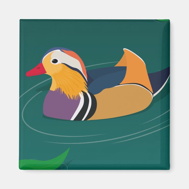 Bunte Mandarinente moderne digitale Kunst Magnet (Vorne)