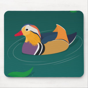 Bunte Mandarinente Moderne Kunst auf Grün Mousepad