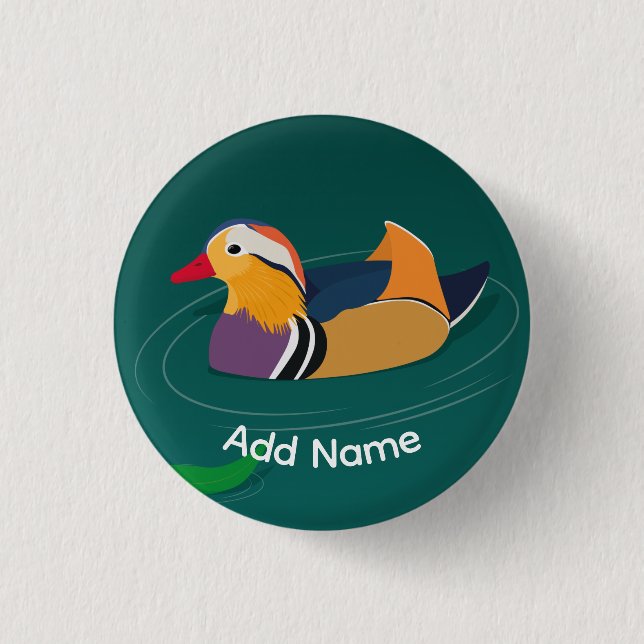 Bunte Mandarinente Moderne Kunst Benutzerdefiniert Button (Vorderseite)