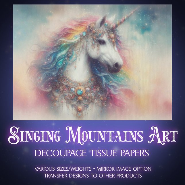 Bunte Märchen Regenbogen Einhorn Decoupage Seidenpapier (Von Creator hochgeladen)
