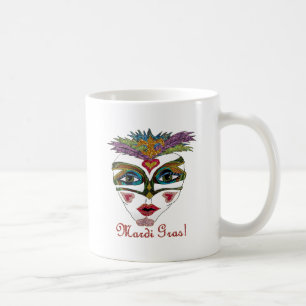Bunte Mardi Gras Glitter Feder Maske Tasse