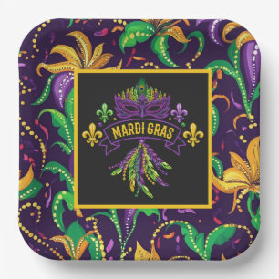 Bunte Mardi Gras-Papierplatte Pappteller