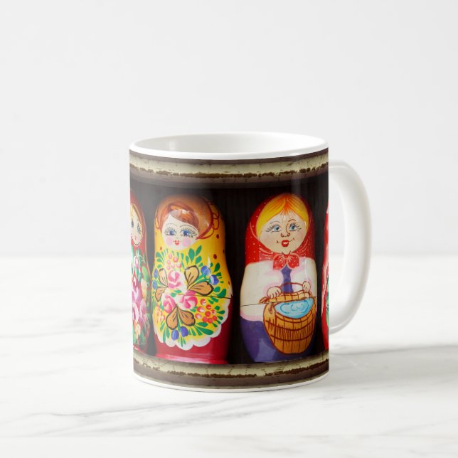 Bunte Matrjoschka-Puppen Kaffeetasse (VorderseiteRechts)