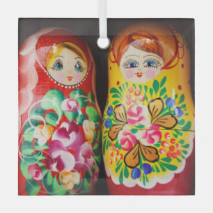 Bunte Matrjoschka-Puppen Ornament Aus Glas