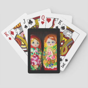 Bunte Matrjoschka-Puppen Spielkarten