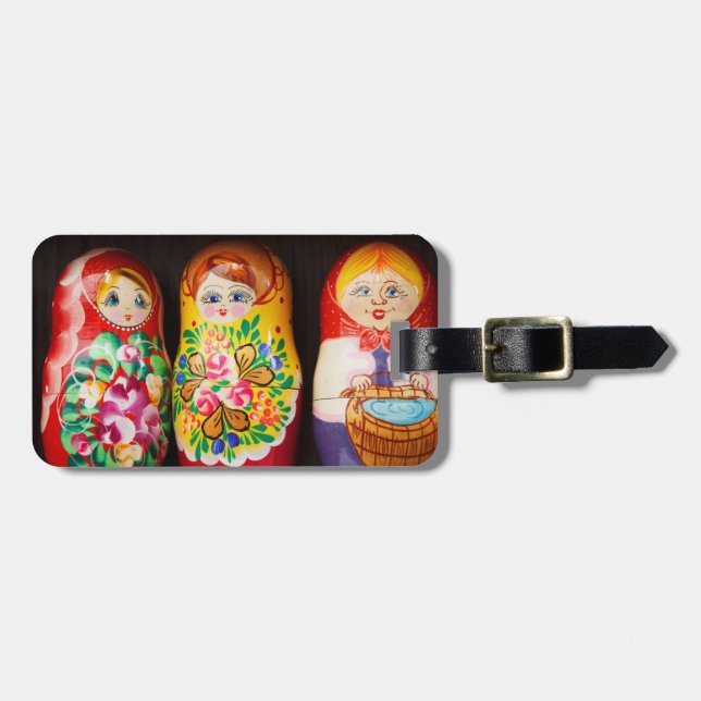 Bunte Matryoshka Puppen Gepäckanhänger (Vorderseite horizontal)