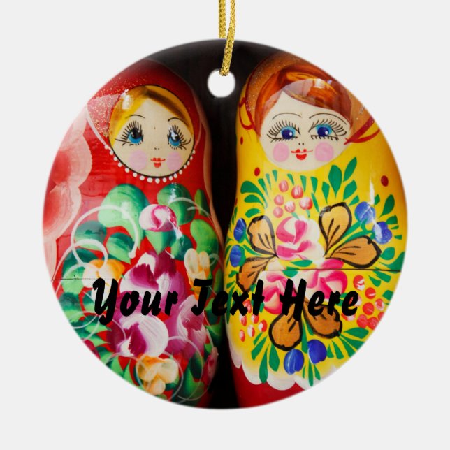 Bunte Matryoshka Puppen Keramik Ornament (Vorne)