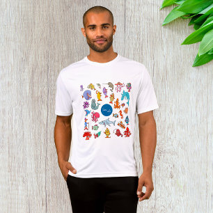 Bunte Meereslebewesen Ozean Charaktere T-Shirt