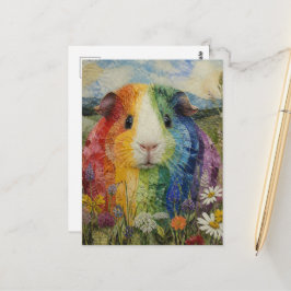 Bunte Meerschweinchen auf der Wiese Postkarte
