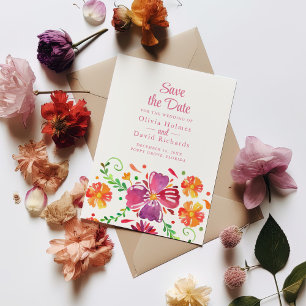 Bunte mexikanische Blumen-Fiesta-Karte zur Vorankü Einladung