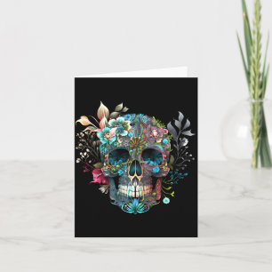 Bunte mexikanische Totenkopfmuster Blumen Hallowee Karte