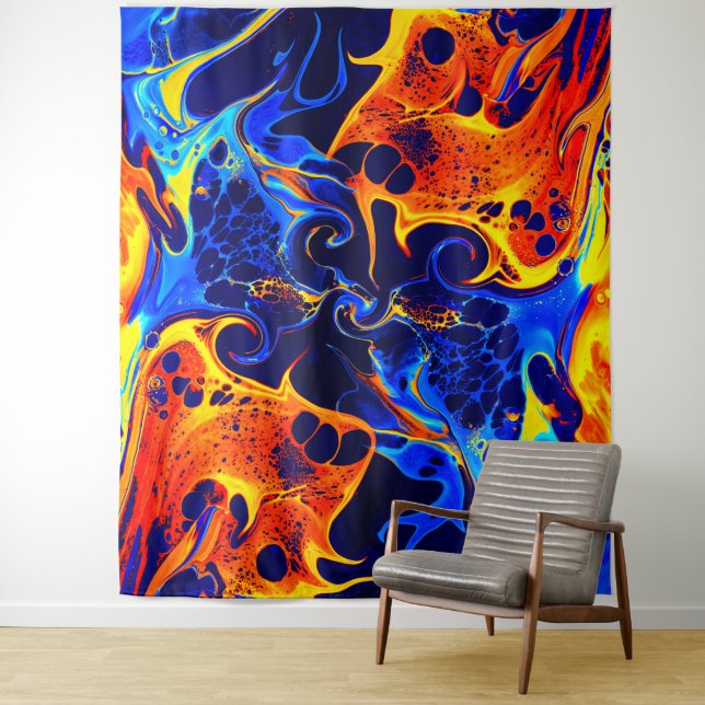 bunte Mischung aus Neonfarben, die auf schwarz wir Wandteppich (Beispiel)