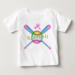 Bunte mit Monogramm Softball-Shirts für Baby T-shirt
