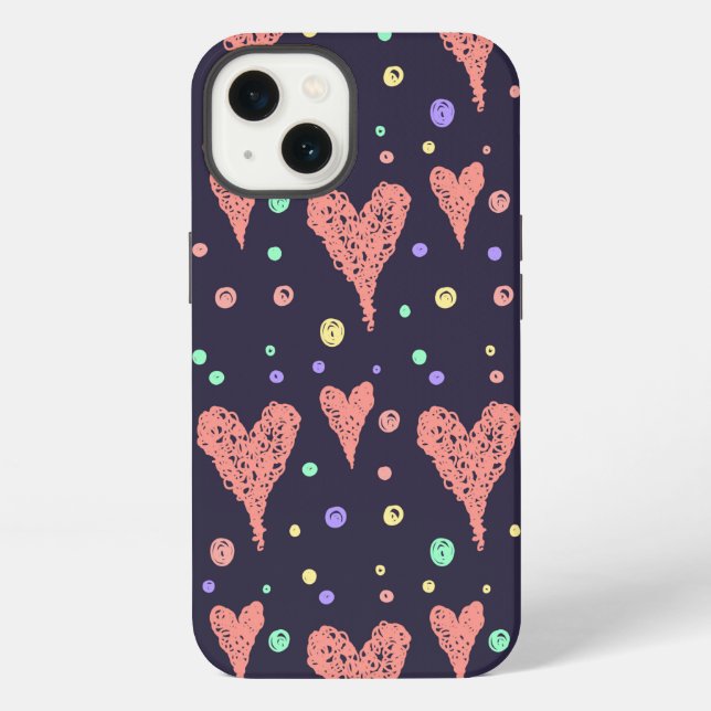 Bunte moderne Herzchen Muster Mädchen  iPhone Hülle (Rückseite)