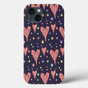 Bunte moderne Herzchen Muster Mädchen iPhone 13 Hülle