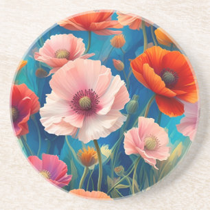 Bunte Mohnblumen Garten-47569 Getränkeuntersetzer