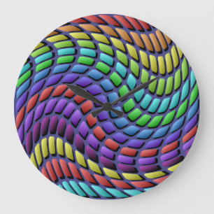 Bunte Mosaik-Fliesen-Wanduhr Große Wanduhr