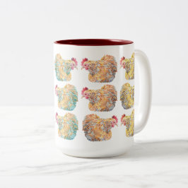 Bunte Mosaik-Hennen Zwei-Ton Tasse