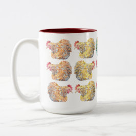 Bunte Mosaik-Hennen Zwei-Ton Tasse