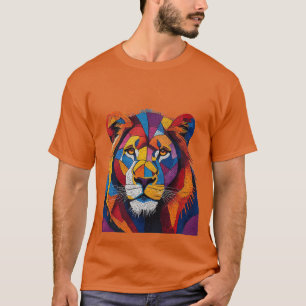 Bunte Mosaik-Löwenskulptur T-Shirt