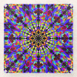 Bunte Mosaik-Mandala Glasuntersetzer