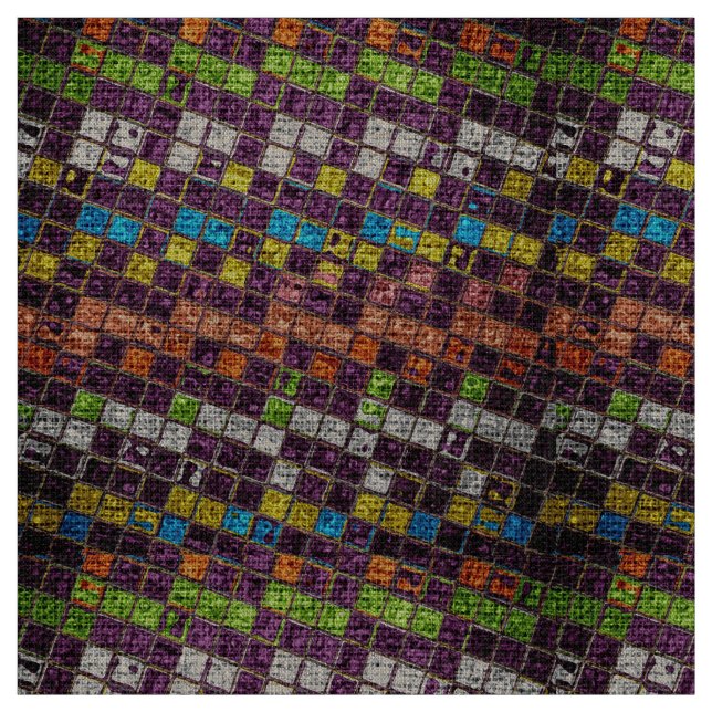 Bunte Mosaik-Muster-Leinwand rustikales #4 Stoff (Muster)