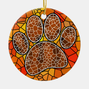 Bunte Mosaikkunst Hund Pfotenabdruck Keramik Ornament