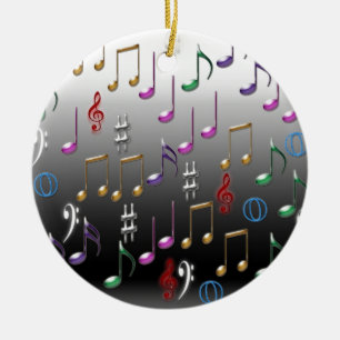 Bunte musikalische Anmerkungen über grauen Keramik Ornament