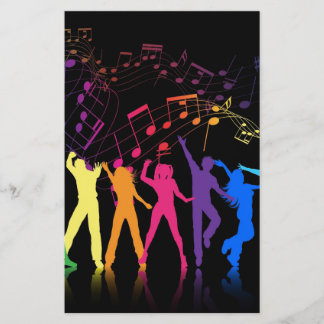 Bunte musikalische Anmerkungen und Tänzer Briefpapier