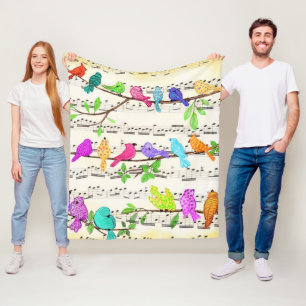 Bunte Musikalische Vögel Fleece-Decken Fleecedecke