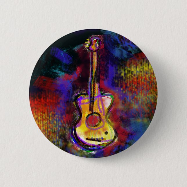 bunte Musikgitarre Button (Vorderseite)