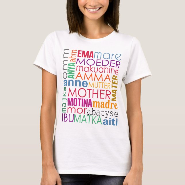 Bunte Mutter in vielen Sprachen T-Shirt (Vorderseite)
