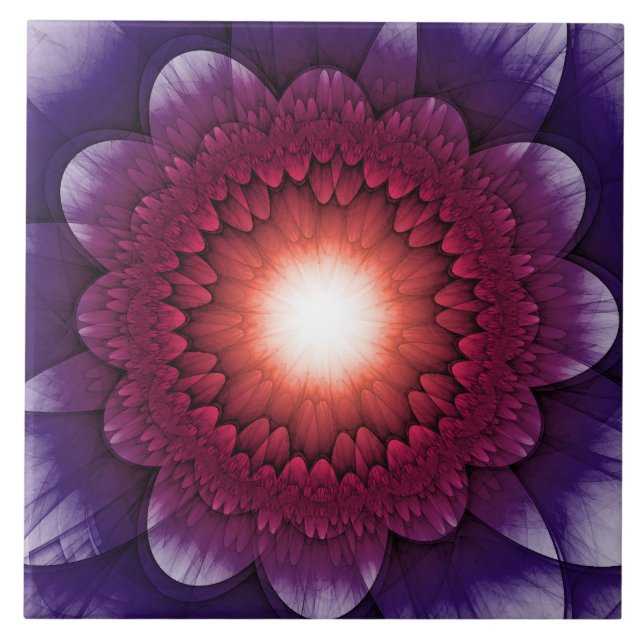 Bunte mystische Blumendekoration Fliese (Vorderseite)