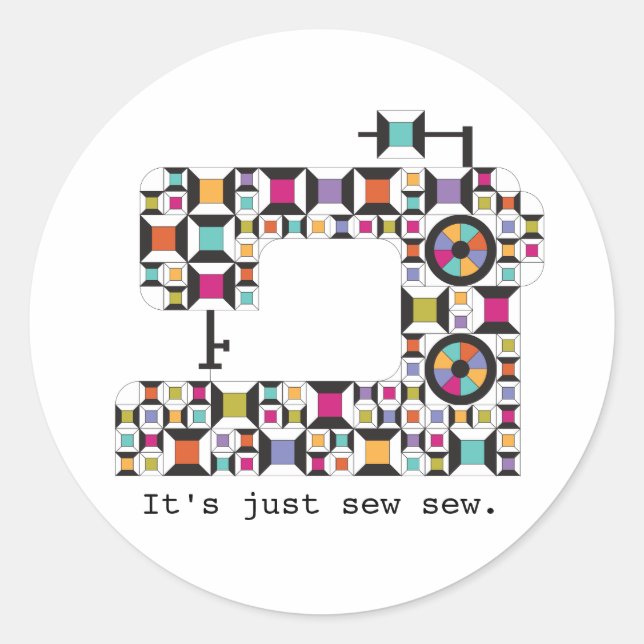 Bunte Nähmaschine-Steppdecken-Muster-Aufkleber Runder Aufkleber (Vorderseite)