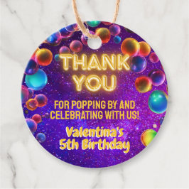Bunte Neon Glow Bubble Geburtstagsparty Danke Geschenkanhänger