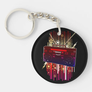 Bunte Neon-Lautsprecher-Kunst für Musik und Retro- Schlüsselanhänger