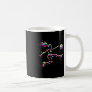 Bunte Neon-Mädchen-Fußball-Kunst-Splash-Sport-Desi Kaffeetasse