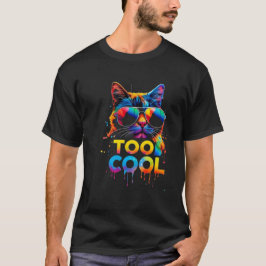 Bunte Neonkatze mit Sonnenbrille Lustige Grafik T-Shirt