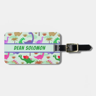 Bunte niedliche Dinosaurier-personalisierte Gepäckanhänger