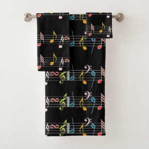 Bunte Noten und Anmerkungen Badhandtuch Set