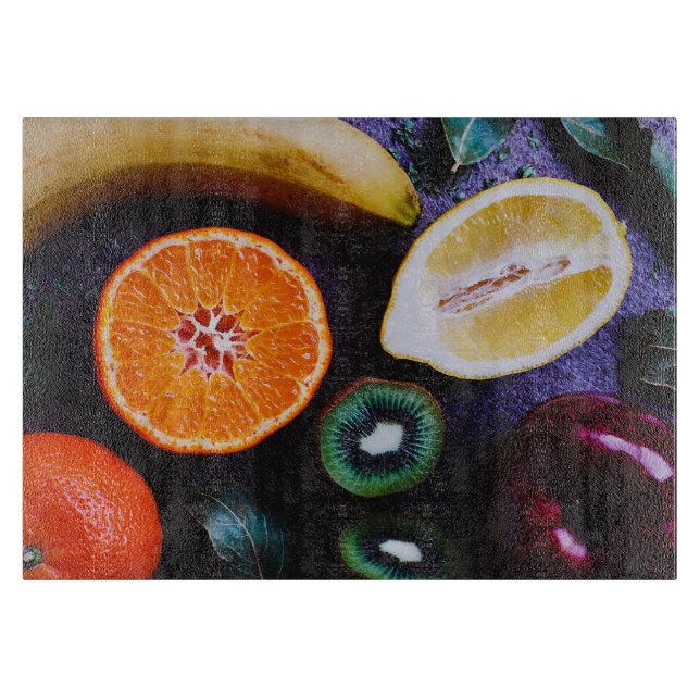 bunte Obstsorten Schneidebrett (Vorderseite)
